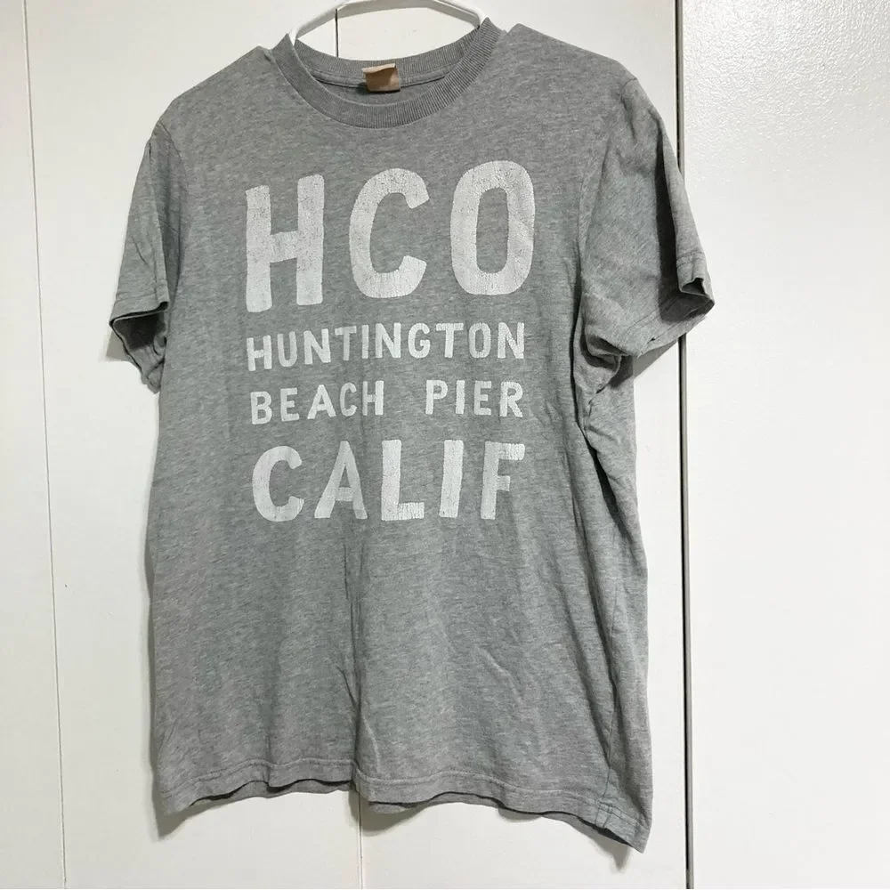 HOLLISTER HCO Huntington Beach Pier California Gray Grey Youth Inisex Large